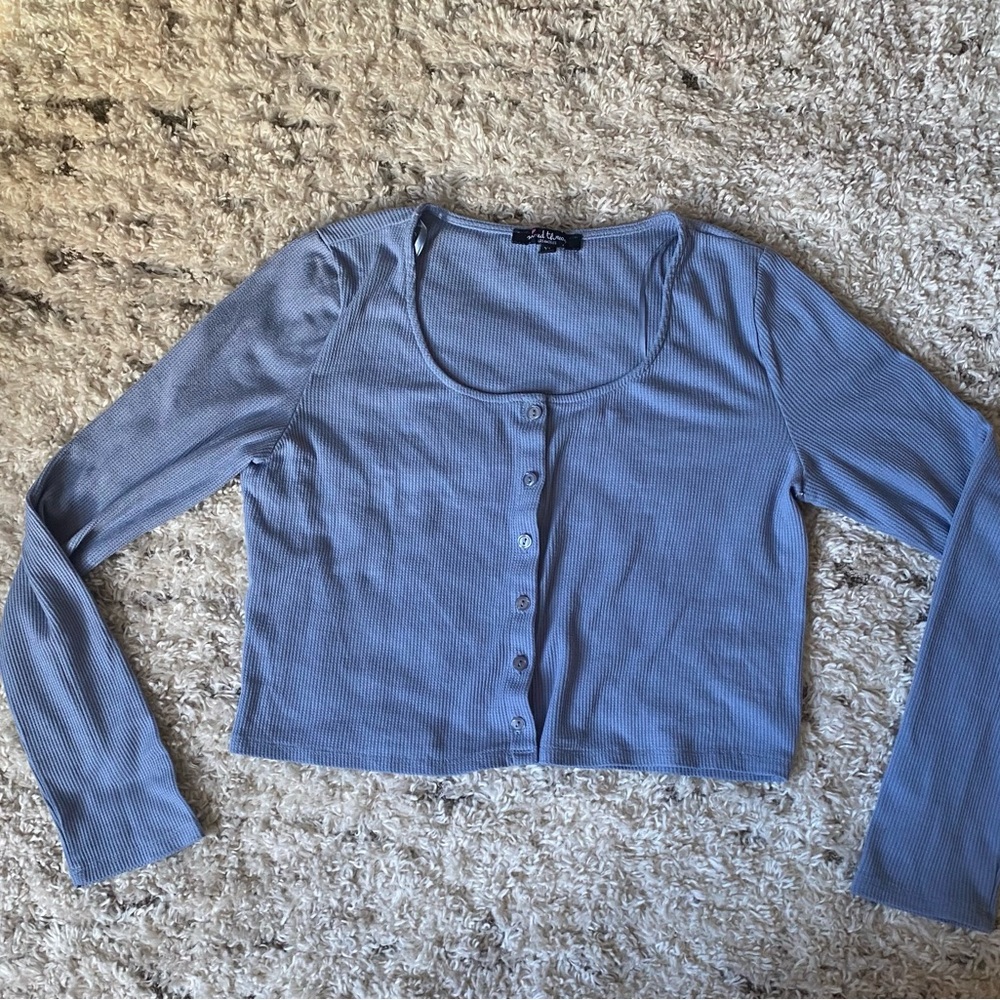 Elegant Blue Button-Up Cardigan